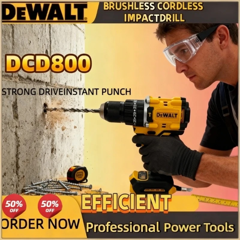 ديوالت لبطارية 20 فولت DCD800 2000 دورة في الدقيقة مثقاب كهربائي لاسلكي 1/2 بوصة مفك كهربائي بدون فرش أداة كهربائية ليثيوم #1