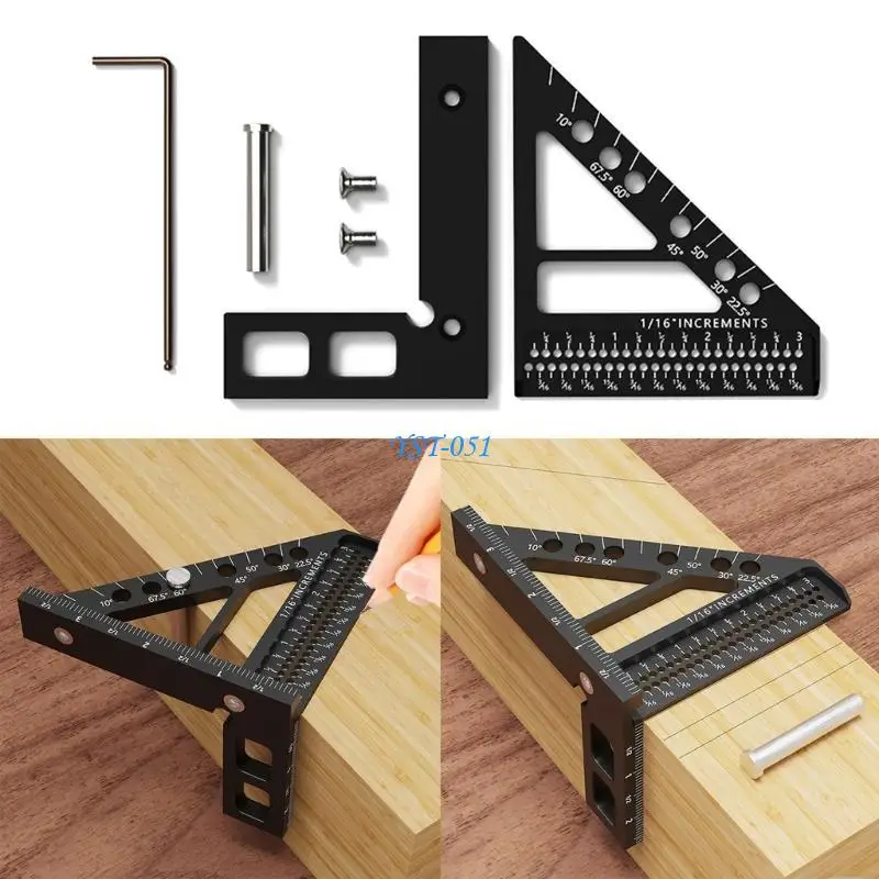 

E15A Durable Aluminum Alloy Hole Ruler Multi functional Hole Punching Tool Durable Perfect for DIY Carpentry & Crafts