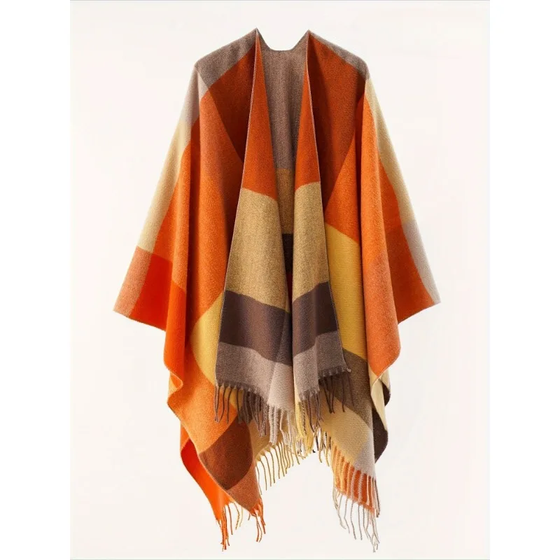 

1pcs Coldproof Shawl Cape Women's Plus Size Open-plate Shawl Style Sweater Jacket Suitable for Autumn and Winter Evening Wear