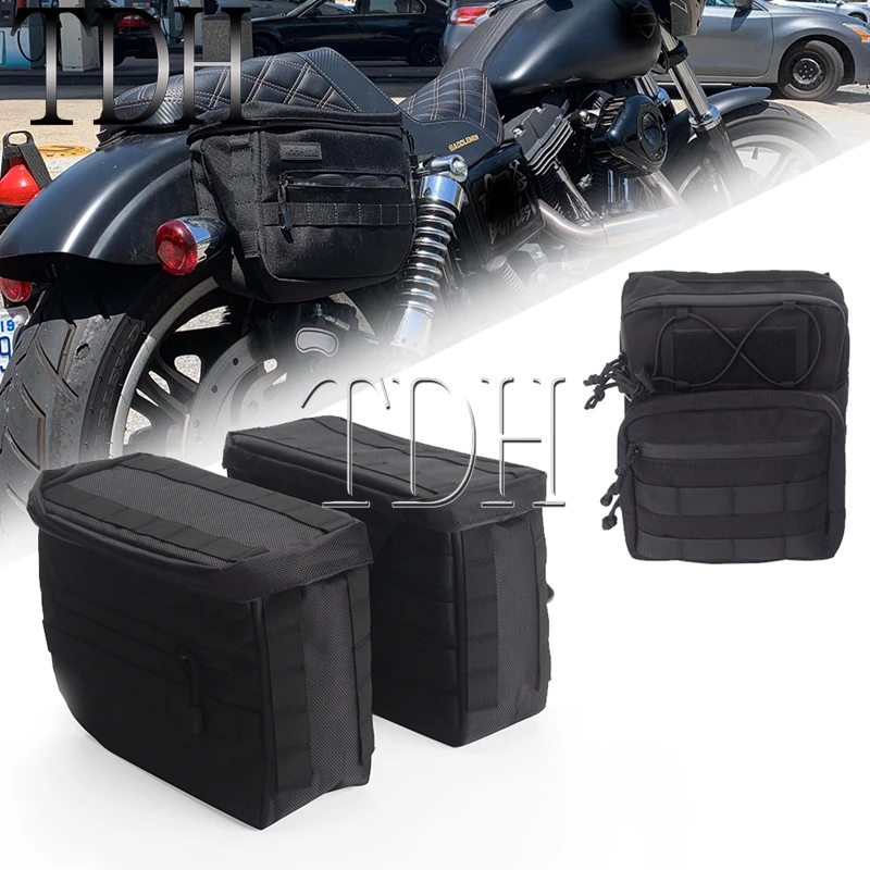 

For Harley Softail Dyna Sportster Touring Club Style Essential Saddlebag Thug Style Escape Side Bag Pannier Handle T-bar Bags