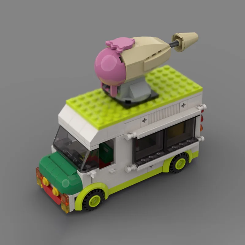 نموذج سيارة المدينة MOC قوالب بناء شاحنة الآيس كريم وحدات التكنولوجيا هدايا العيد للأطفال تجميع اللعب البدلة #2