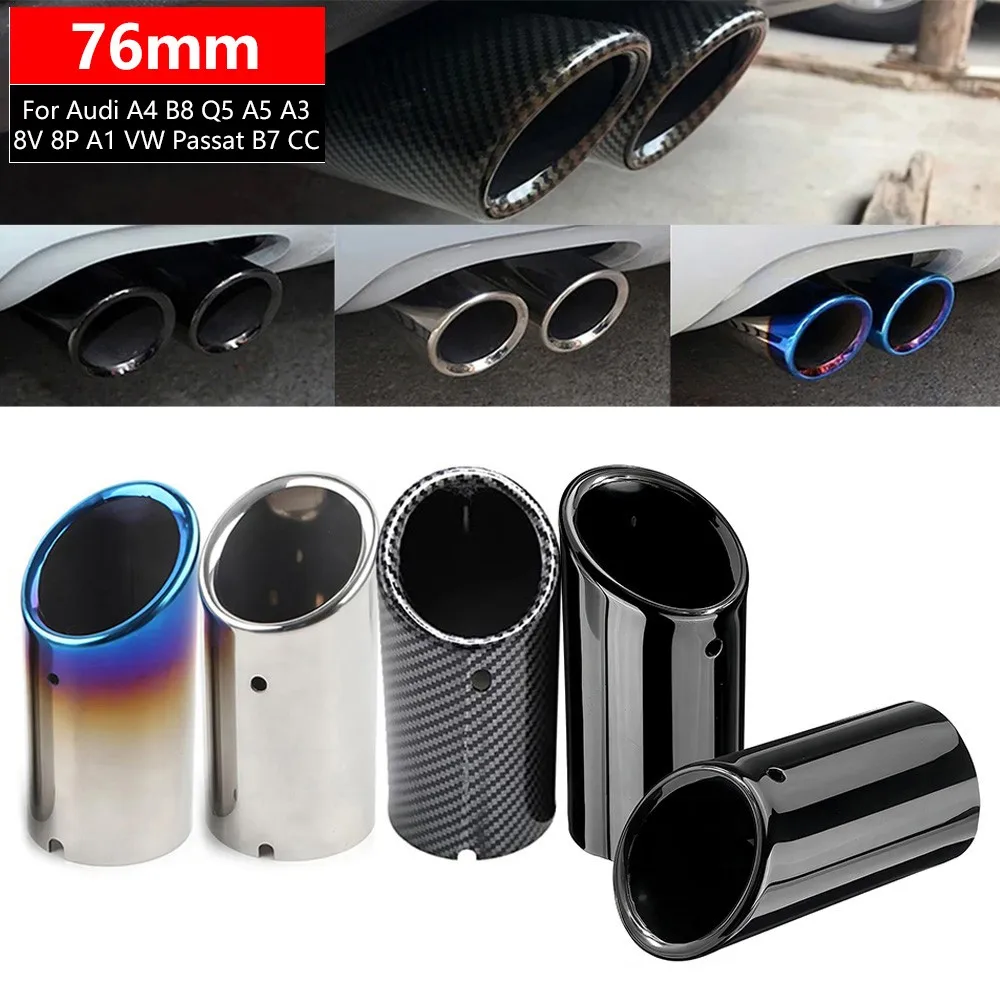 Stainless Steel Car Exhaust Pipe Muffler Tip Tailpipe Exhaust Muffler For Audi A4 B8 Q5 A5 A3 8V 8P A1 VW Passat B7 CC Tiguan