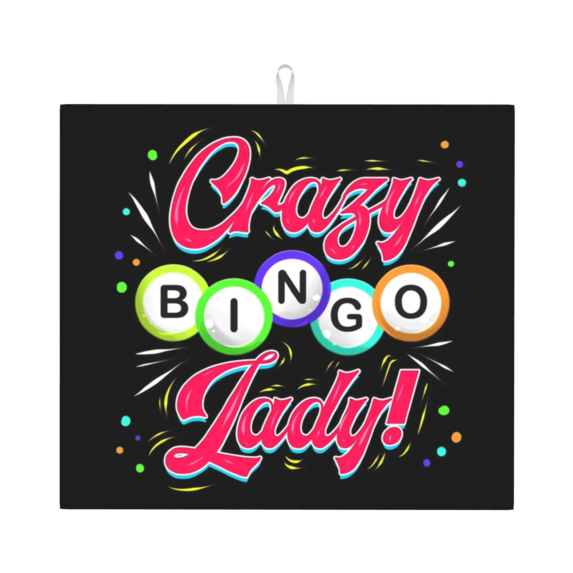 Drying Mat For Kitchen Lucky Game Crazy Bingo Lady Gambling Player Barware Tableware Oil Proof Washable Kitchen Sink Drying Pad
