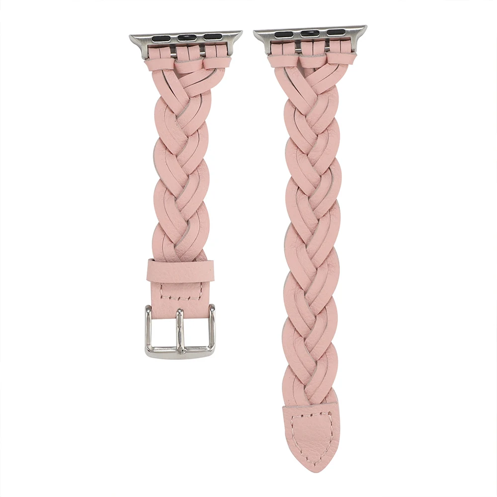 Leather Strap for Apple Watch Band 45mm 41mm 44mm 40mm 42mm Women Hand-woven Single Tour Wristband for iWatch 87654SE Ultra 49mm