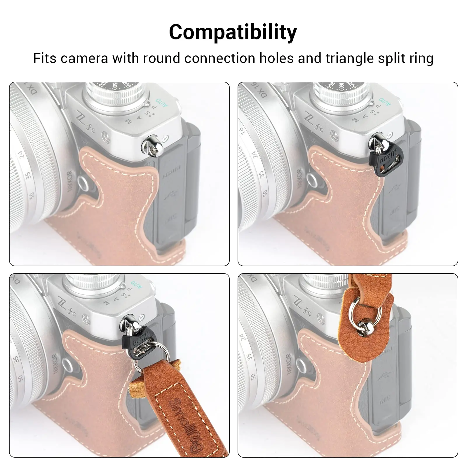 SmallRig Leather Camera Strap, Vintage Brown Genuine Leather Neck Shoulder Camera Strap 3485 for Canon, for Nikon, for Sony