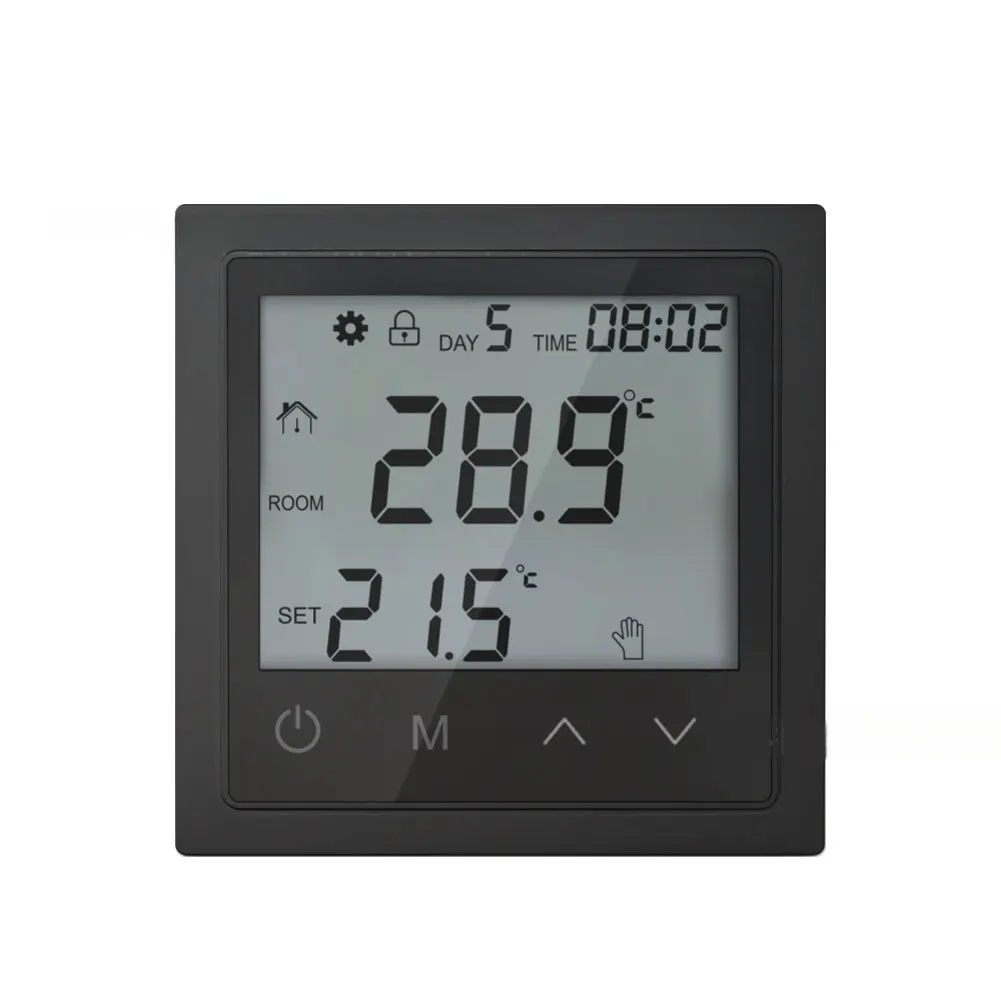 

Термостат с блокировкой от детей, контроль подогрева пола, совместимый с подогревом пола, автоматическая память для отключения электроэнергии 85*85*15 мм