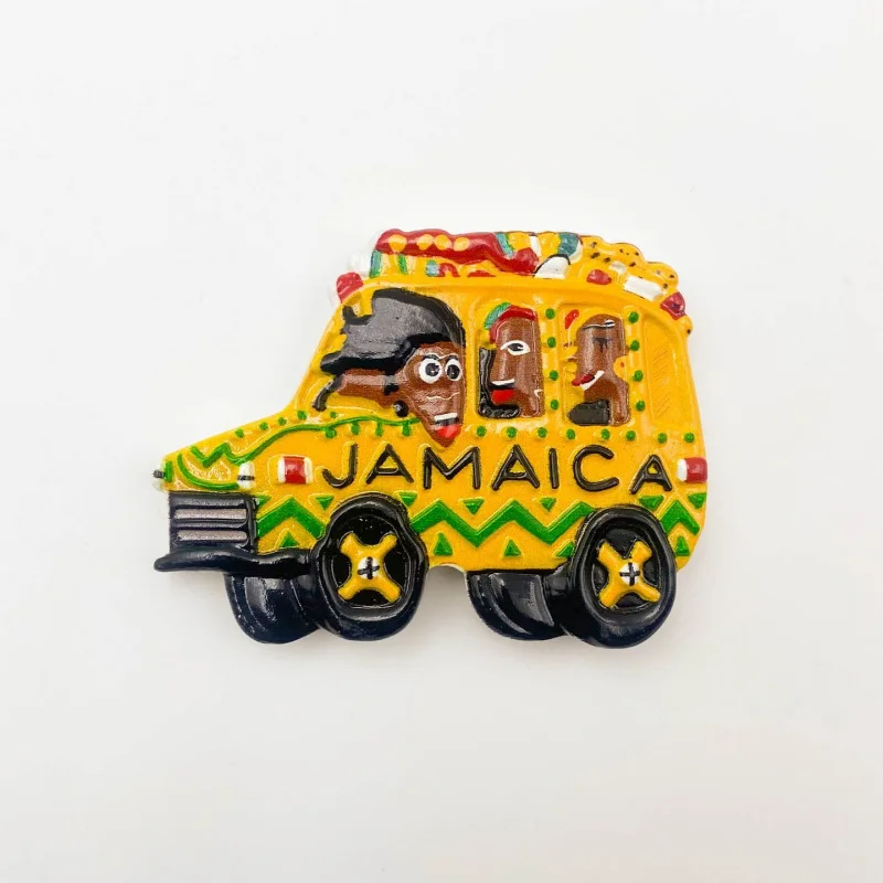 

Jamaica Personalized Souvenirs Travel Souvenirs Cartoon Car Decorations Resin Three-dimensional Magnets Refrigerator Magnets