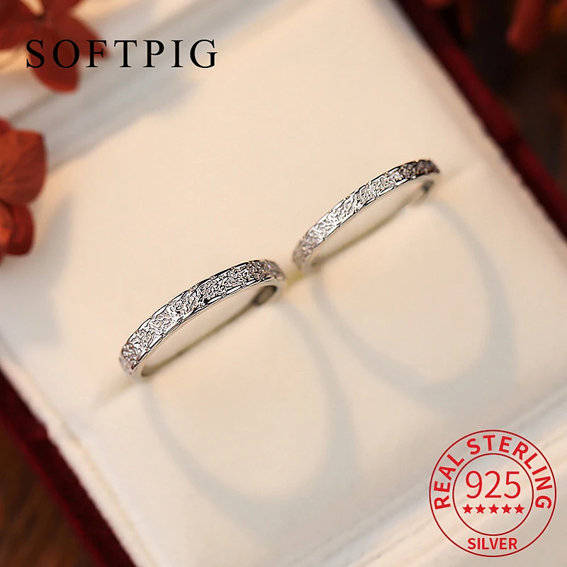 Softpig Echt 925 Sterling Zilveren Accessoires Verstelbare Paar Ring Voor Vrouwen Klassieke Fijne Sieraden Minimalistische Accessoires