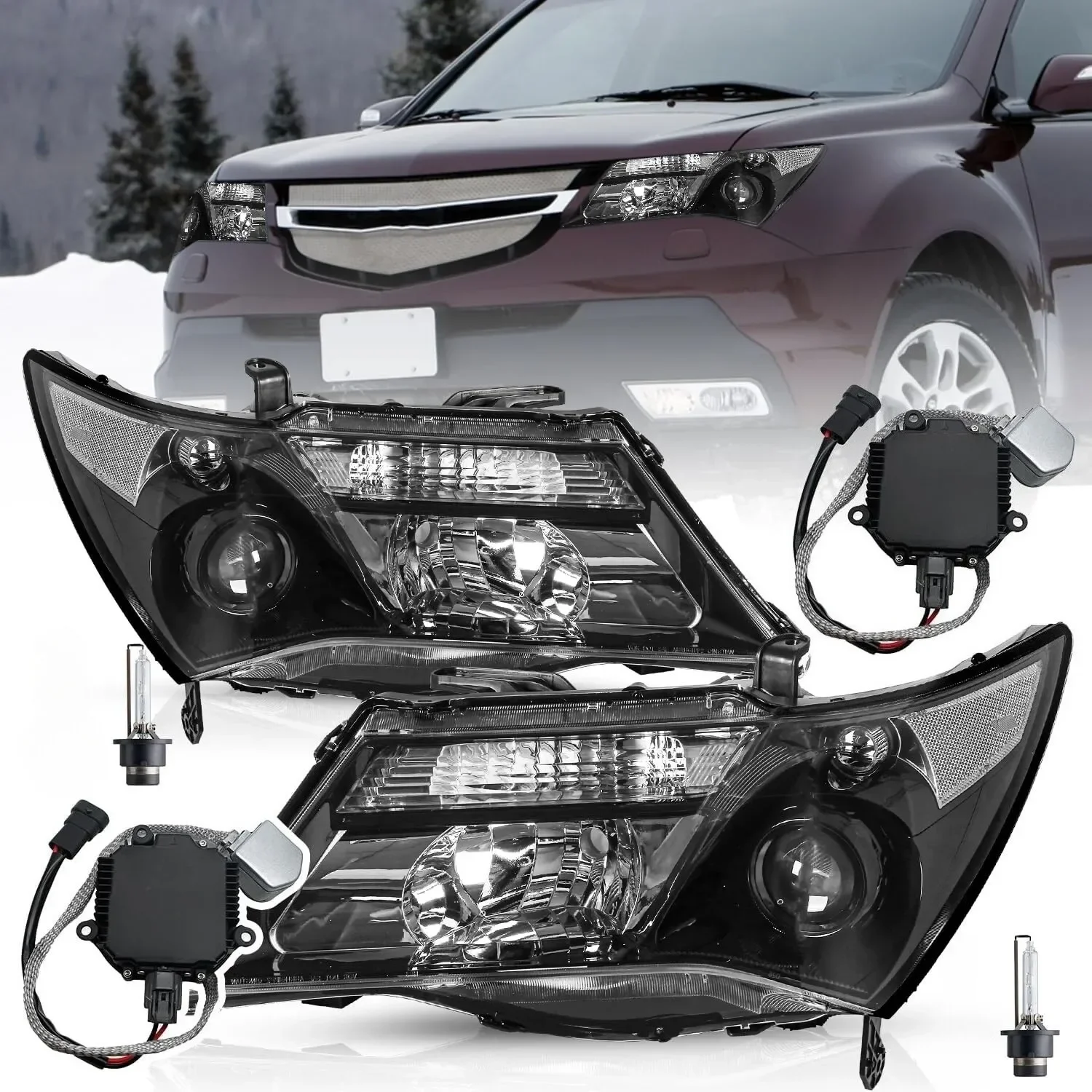 

HID Ballast Black Headlights For 2007-2013 Acura MDX Headlights w/o Adaptive