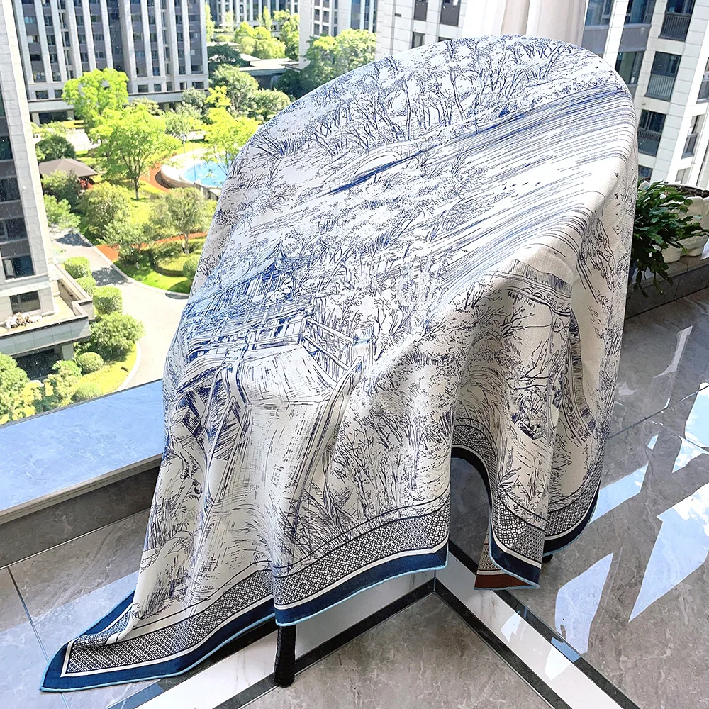 

Luxury Designer Large Scarf Winter Double Face Shawls Women Silk Wool Scarves Christmas Gift Herms Rolled Edges Bandanas