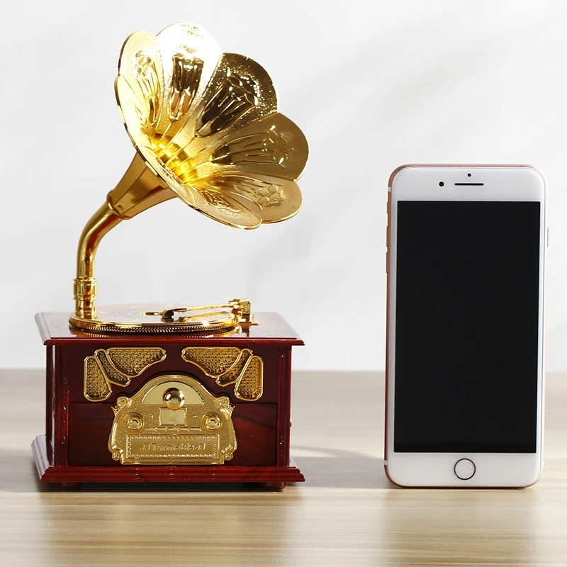 

Phonograph Model Ornament Creative Music Box Retro Music Box Student Couple Birthday Gift Halloween Christmas Gift For Girls New