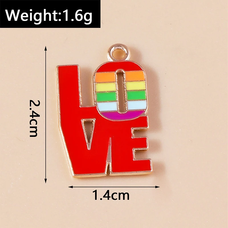 20 Stück 14x23mm Niedliche Emaille-LOVE-Buchstaben-Anhänger für Schmuckherstellung, Ohrringe, Halsketten, Armbänder, DIY-Bastelzubehör – Detail 1