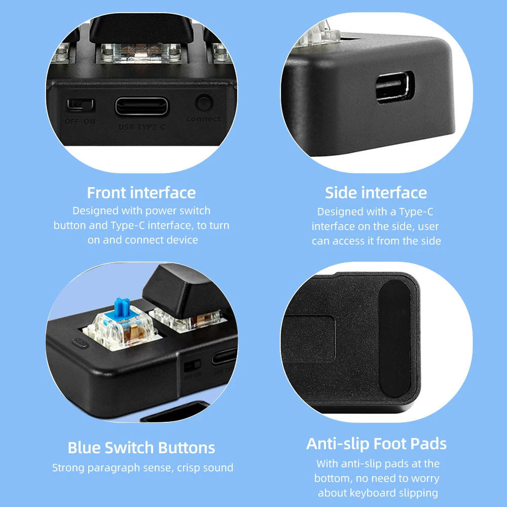 لوحة مفاتيح مخصصة صغيرة مع مفتاح ميكانيكي, اتصال USB ثنائي الوضع, لعبة مكتب, وسائط متعددة أوسو, MK321, U G, BT Pro, 3-Key