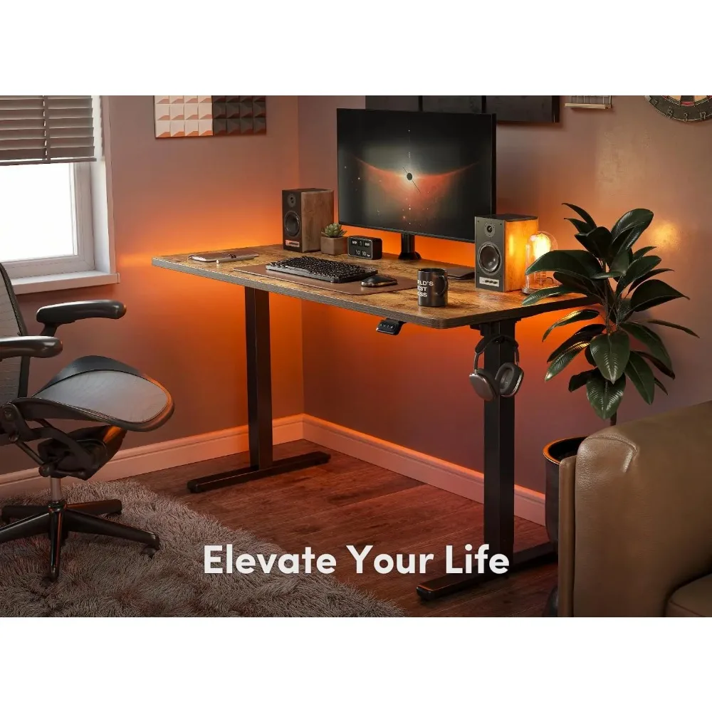 

Electric Standing Desk, 48 x 24 Inches Height Adjustable Stand up Desk, Sit Stand Home Office, Computer Desk, Rustic Brown