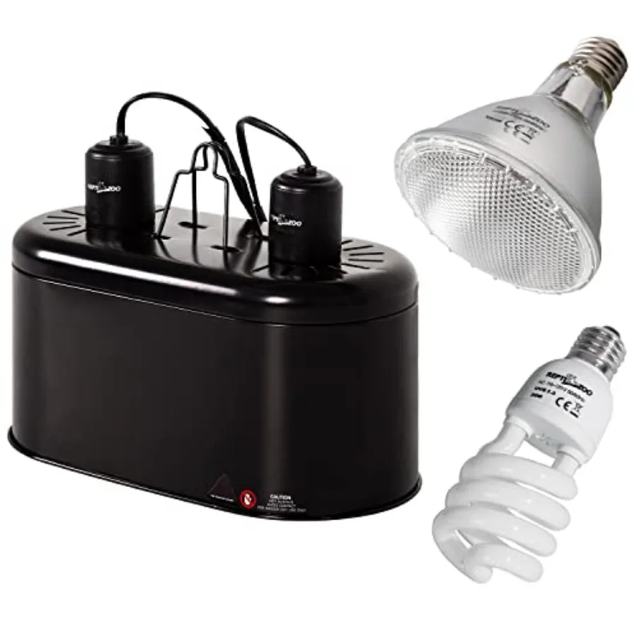 

REPTI ZOO Reptile Heat Lamp Reptile Light Fixture Combo Pack, 100W UVA Turtle Basking Spot Lamp Reptile Heat Bulb and 26W UVA U