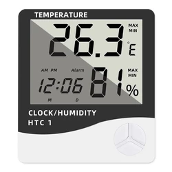 HTC-1 HTC-2 LCD elektroniczny cyfrowy miernik temperatury i wilgotności termometr domowy higrometr wewnętrzna zewnętrzna stacja pogodowa zegar