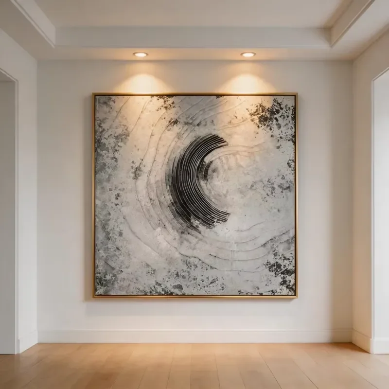 Japandi Style Minimalist Impressionist Still Life Painting Plaster Textured Unframed Canvas Art for Modern Home Interior Wall