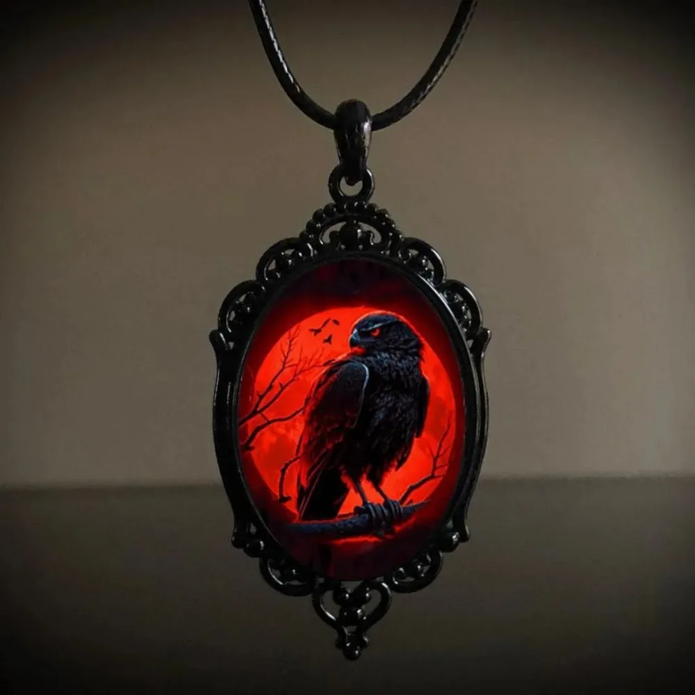 Halloween Gothic Unisex Necklace Crow Cross Miko Pendant Fashion Jewelry Party Accessory Men Women Gift