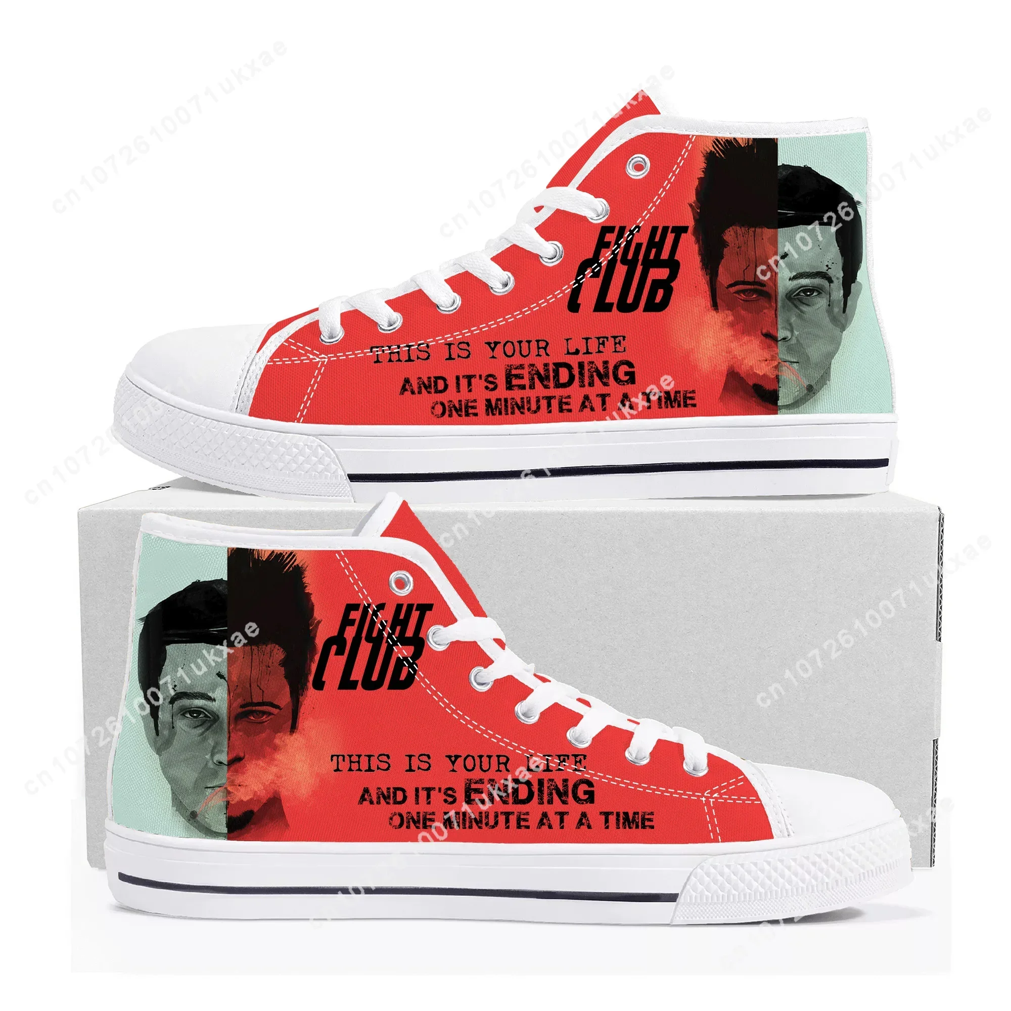 Fight Club Brad Pitt movie High Top Sneakers Mens Womens Teenager Canvas Sneaker Casual Custom Made Shoes Customize DIY Shoe