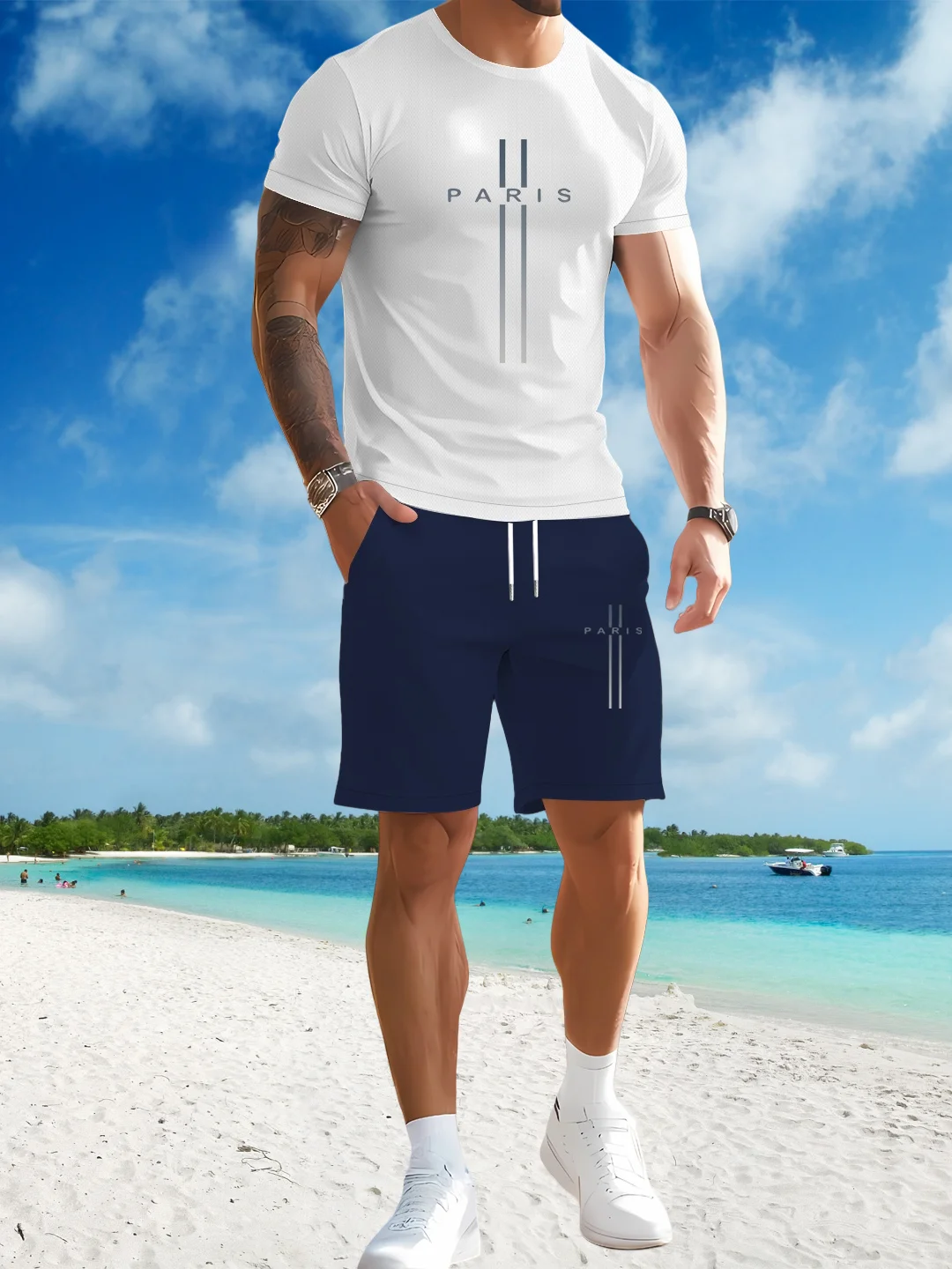 

2025 Simple Letter Printed Short Sleeve Shorts Daily Suit Adult Sports Running Fitness Football Men's Breathable Comfort Suit
