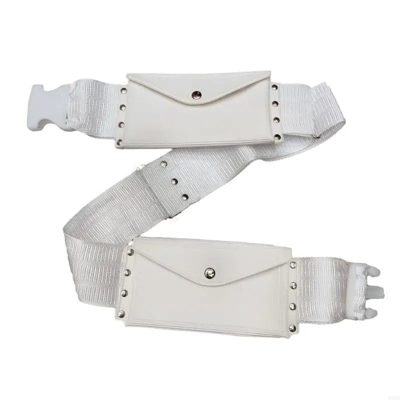 652F Studded Waist Belts for Jeans Pants Stretchy Wide Belt Girdle Arab Fanny Pack White Belt Bag for Cowboy Girdle