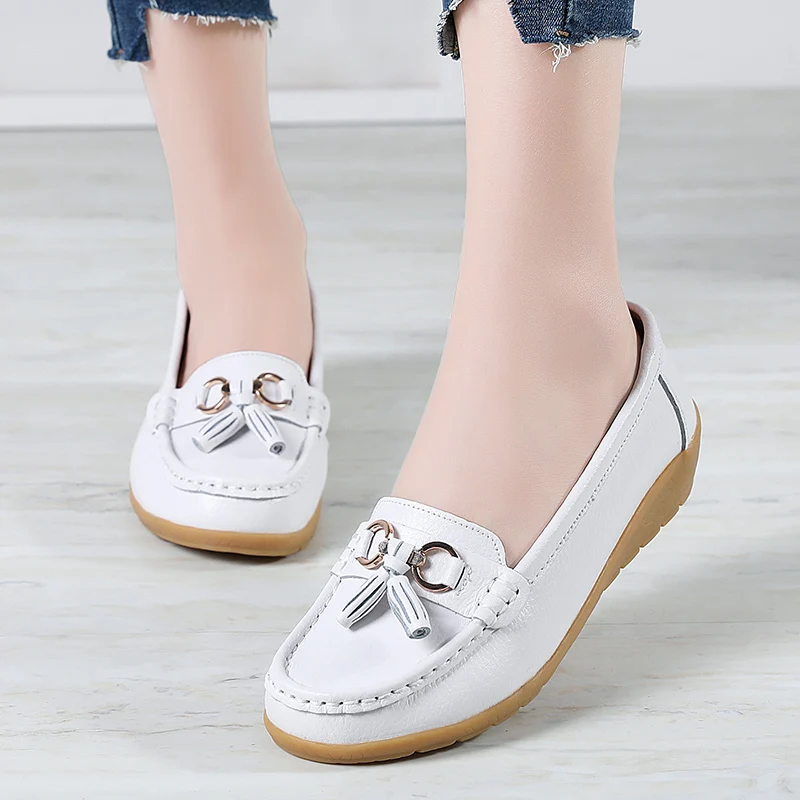 

Fashion Women Flats Genuine Leather Outdoor Flat Shoes Moccasins Shoes Women Slip On Women Shoe Casual Plus Size Ladies Shoes