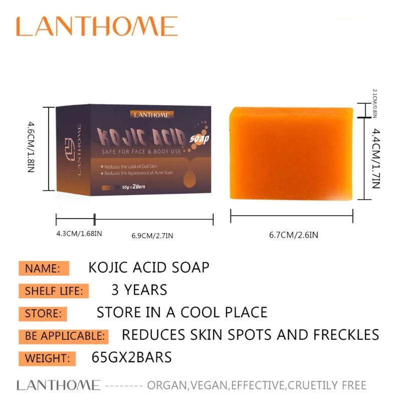 

1/2Pcs Kojie Acid Handmade Whitening Soap Skin Lightening Soap Bleaching Kojic Acids Glycerin Soap Cleaning Brighten