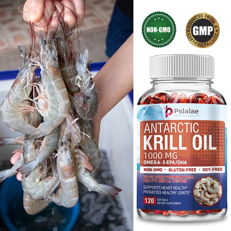 Antarctic Krill Oil Omega 3 Softgels 1000 Mg (Double Strength) Contains Phospholipids, Choline and Astaxanthin - Non-GMO