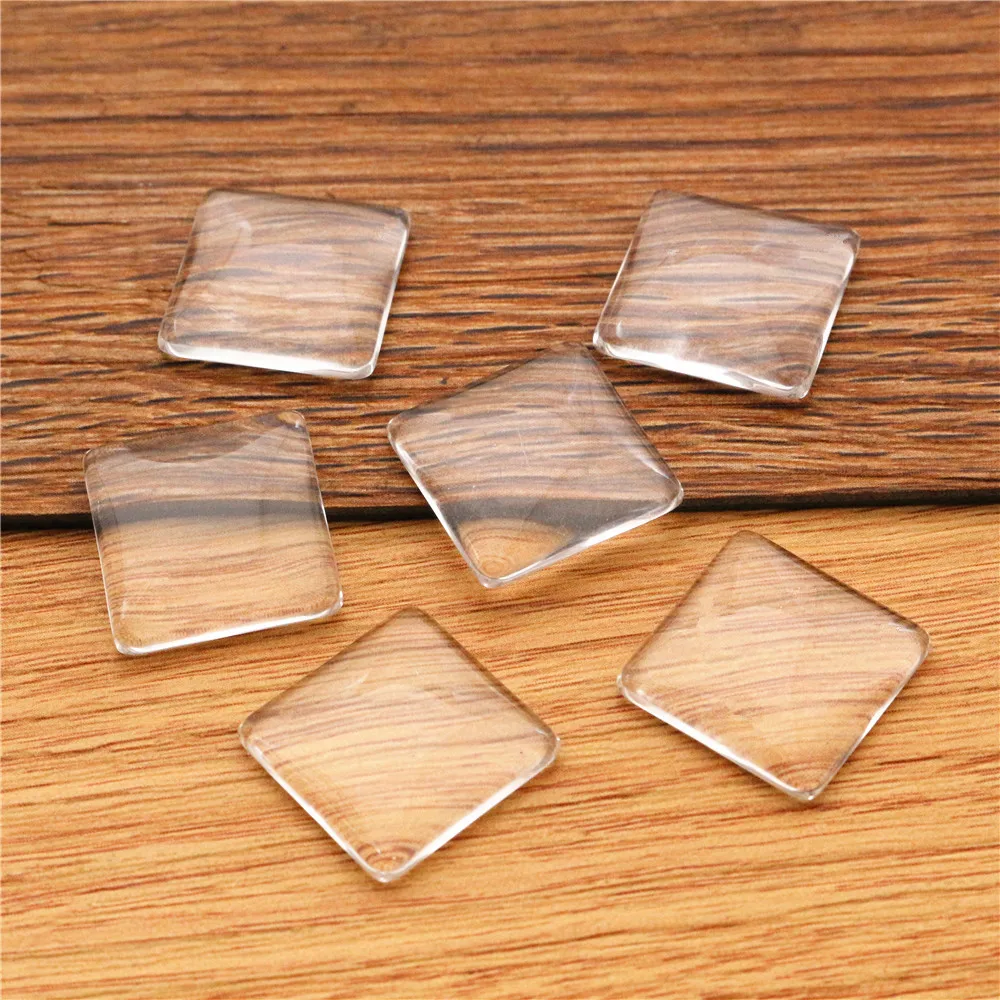 High Quality Square Flat Back Transparent Glass Clear Cabochons for DIY Jewelry Making 8mm 10mm 12mm 15mm 18mm 20mm 25mm 30mm