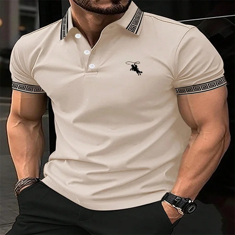 Manfinity Mode Men's Horse Print Clothing Puzzle Polo Shirt Manfinity Dauomo Men's Polo Shirt Ribbed, Casual Simple F - Image 2