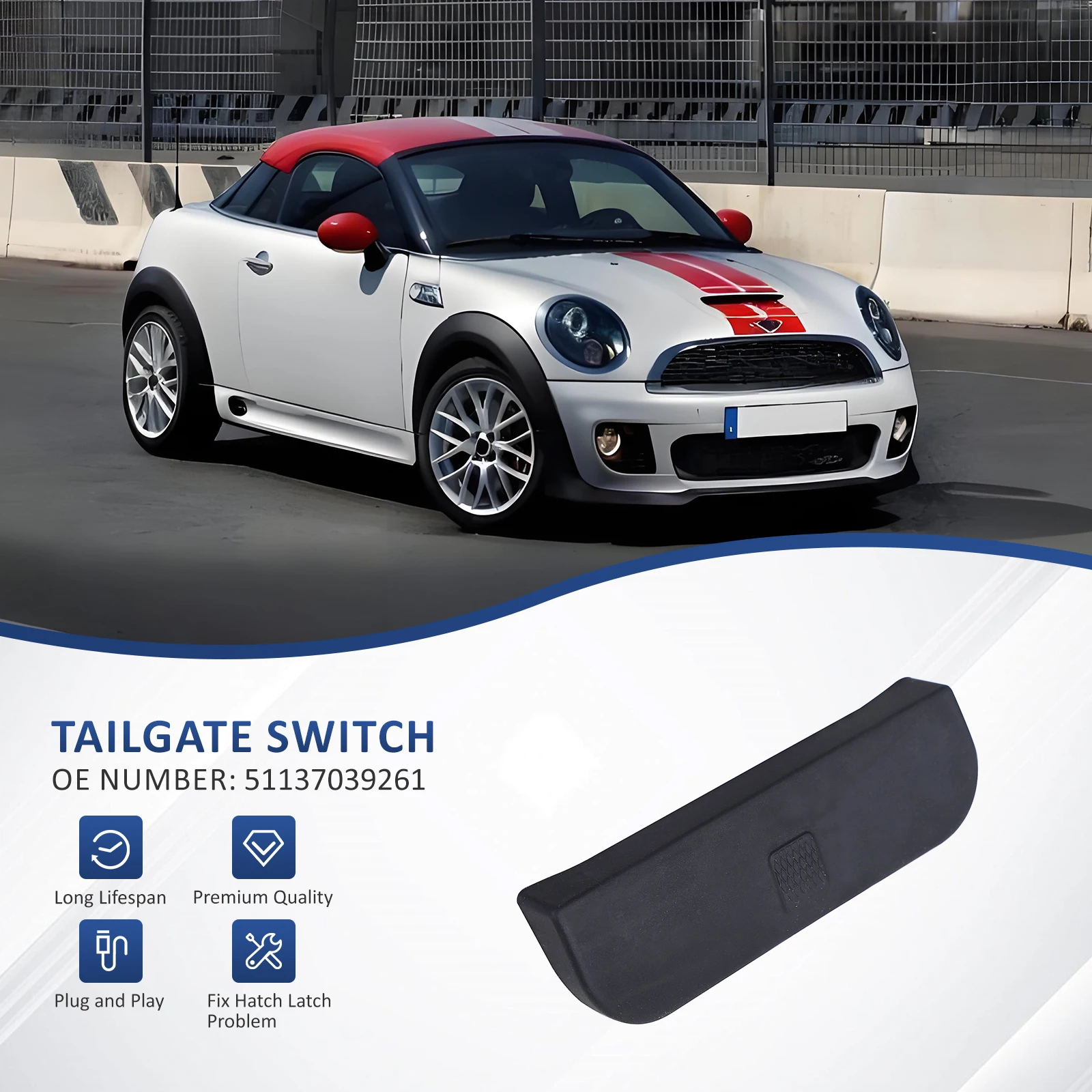 For BMW Mini R50 R52 R53 R56 R57 R58 R59 51137039261 51717039261 Rear Trunk Tailgate Release Switch Rubber Cover Lid Pad Handle