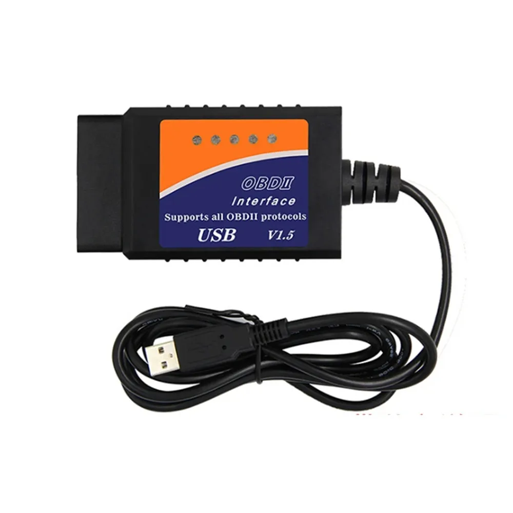 USB Interface ELM327 V 1.5 Chip Code Scanner Diagnostic OBD-II Protocols Read/Delete Fault Code CAN-BUS Multi-Cars