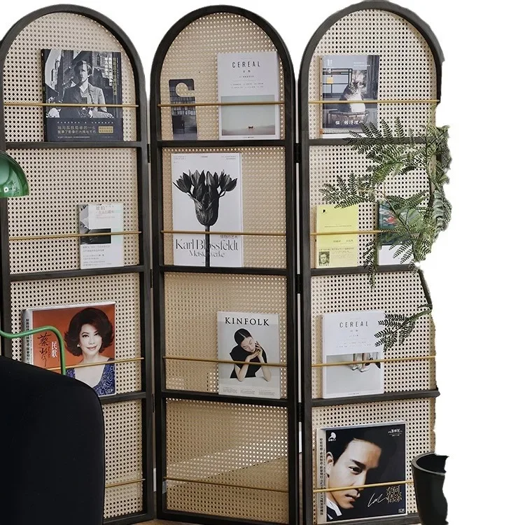 

Entrance living room office partition new Chinese entrance screen curtain mobile folding screen seat screen solid wood scree