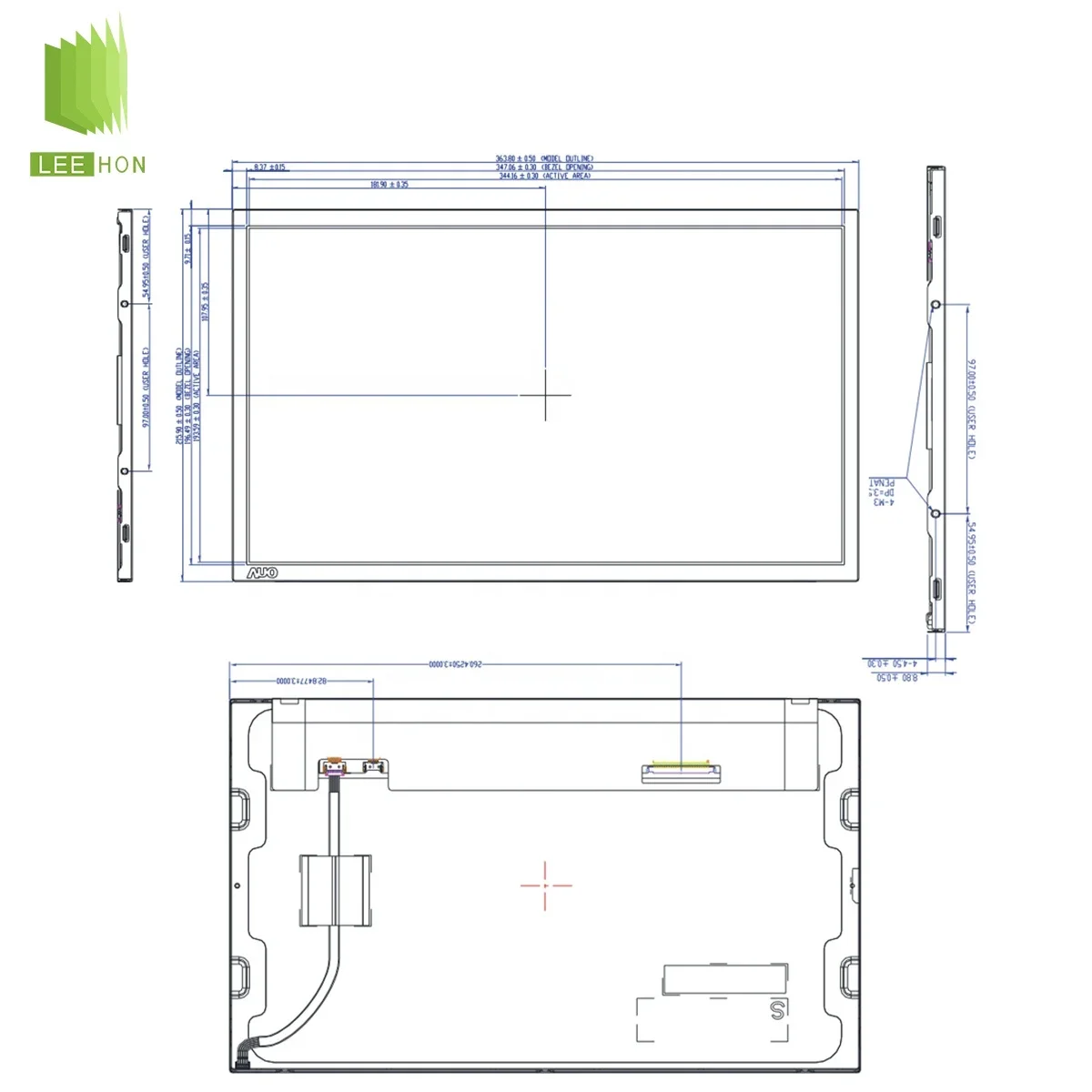 AUO 15.6'' Industrial Robot Operation LCD Panel Display 1920*1080 FHD 12.5 Watt 30 Pins IPS LCD Screen 15.6 Inch LCD Module