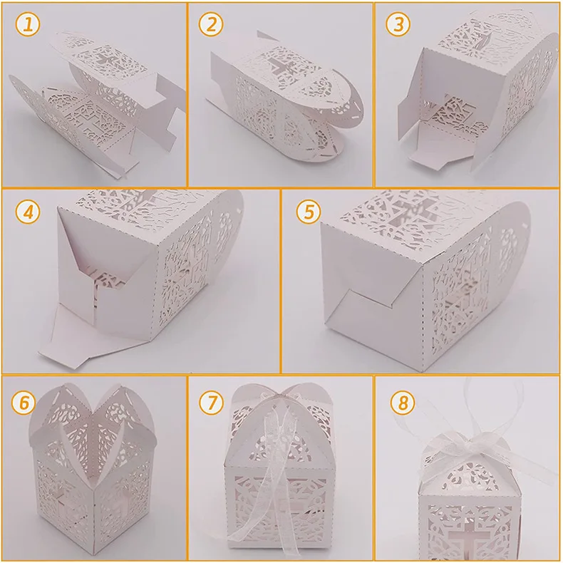 20PCS Weiße Kreuz Candy Box Taufe Schokolade Perle Papier Baby Dusche Geschenk Box Die Erstkommunion Kinder Geburtstag Party decor – Detail 4