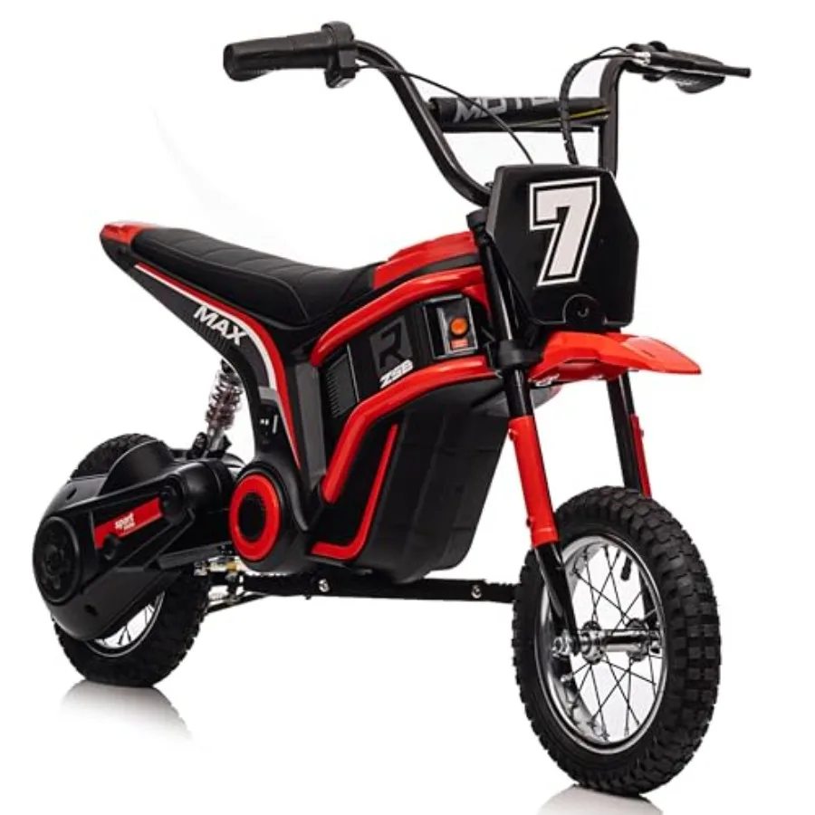 

Electric Dirt Bike for 3-10 Years 350W Motor Up to 14.29MPH 2-Speed Modes Durable ABS Plastic Frame Black and Red Safe Ride wit