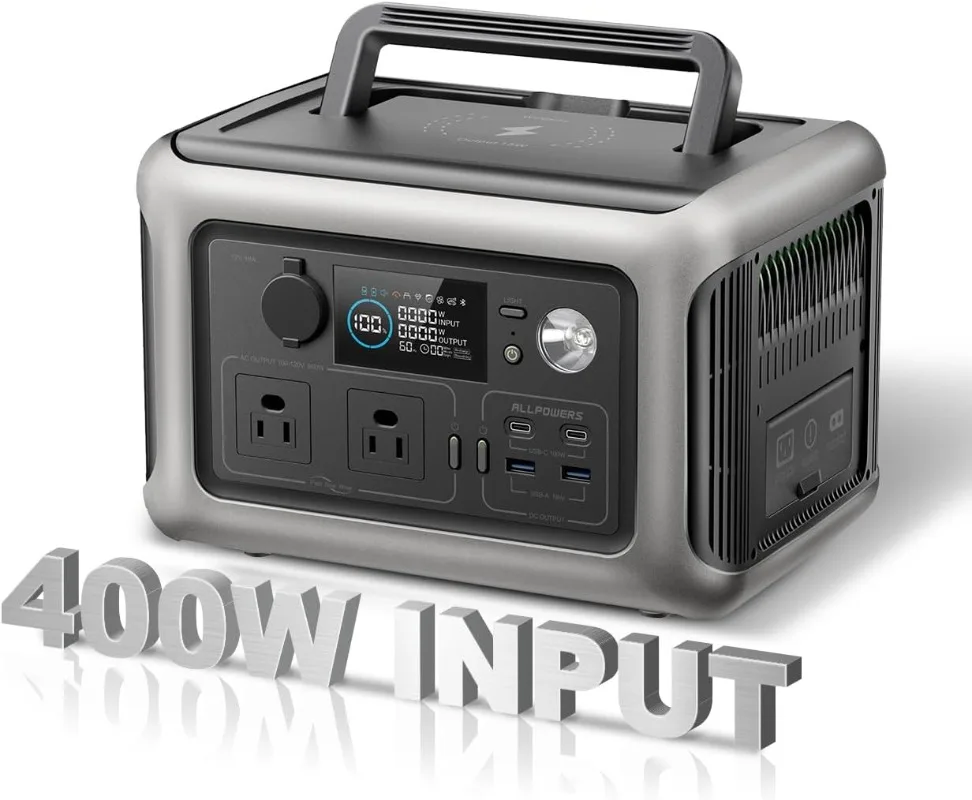 

R600 Super-Quiet Portable Power Station, 299Wh 600W LiFePO4 Battery Backup with UPS Function, 400W Max Input,