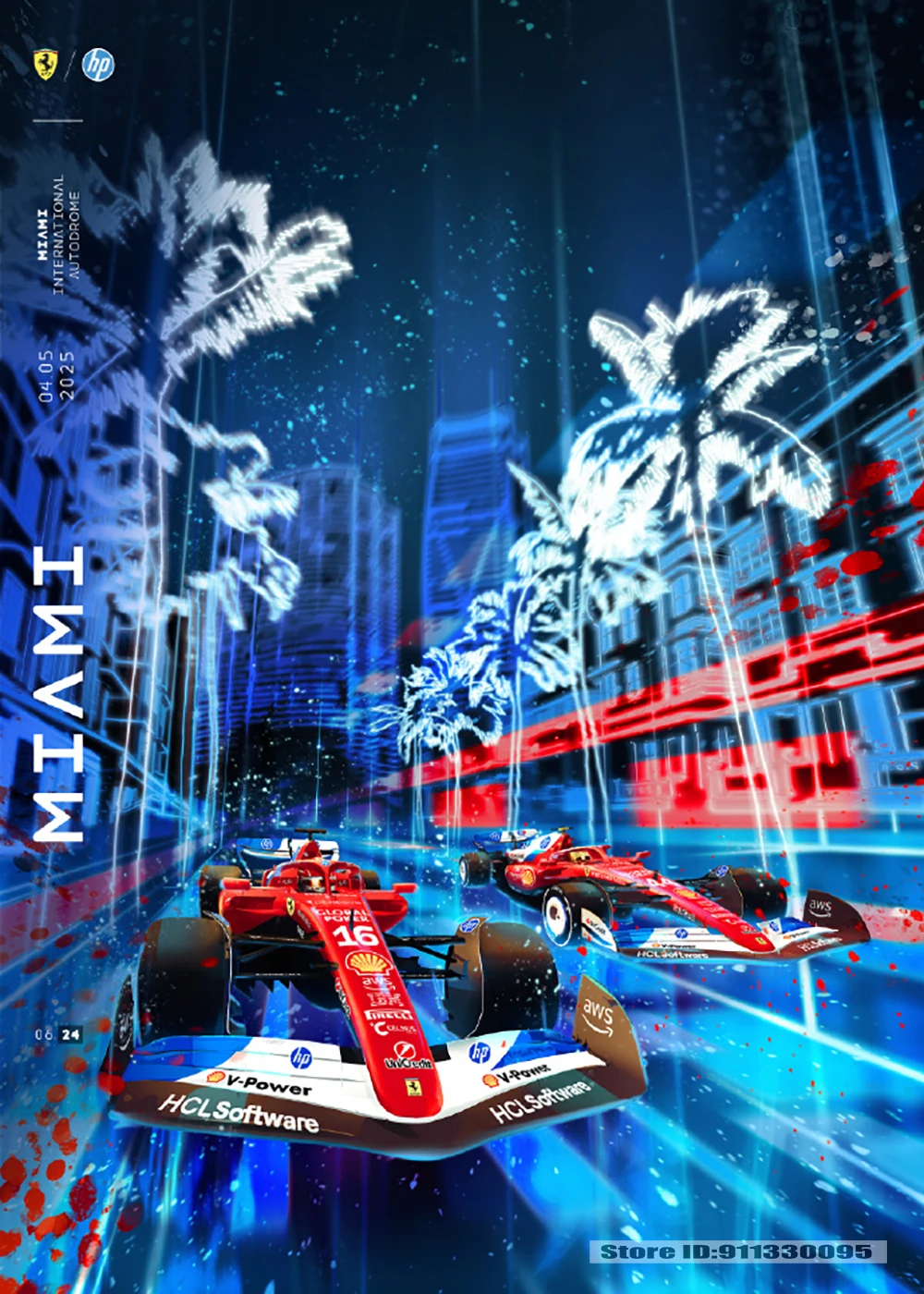Bburago 1:43 F1 2025 Ferrari SF25 Miami Grand Prix # 16 Charles Leclerc # 44 Lewis Hamilton Legierungsmodellauto Druckguss-Modellspielzeug – Detail 1