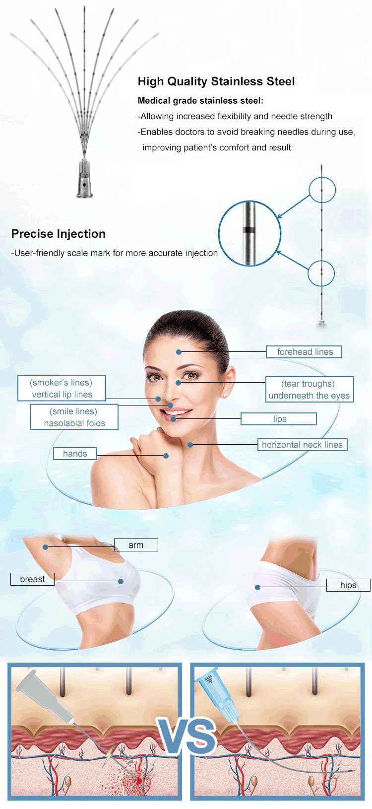 14g 90mm 18g 100mm 23g 27g 30g Koreanische Micro Tipps Kosmetische Nadel stumpfe Kanüle 25g 50mm Nadeln Für Micro Filler Stumpfe Nadeln – Detail 5