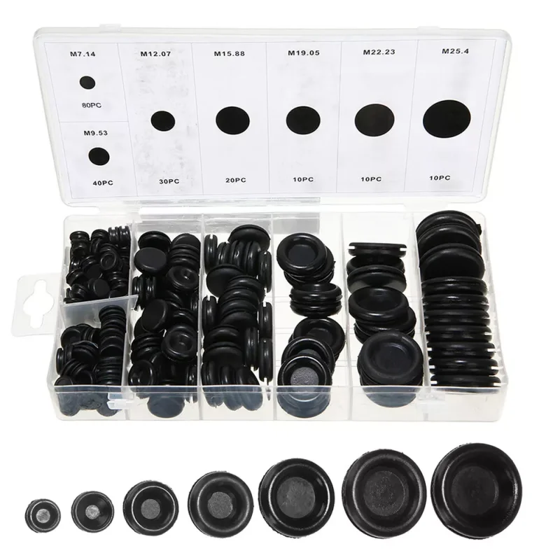 200PCS Rubber Grommets Blanking Open/Closed Blind Grommet Set In Assorted Sizes For Pipes Hydraulic Auto Accessories