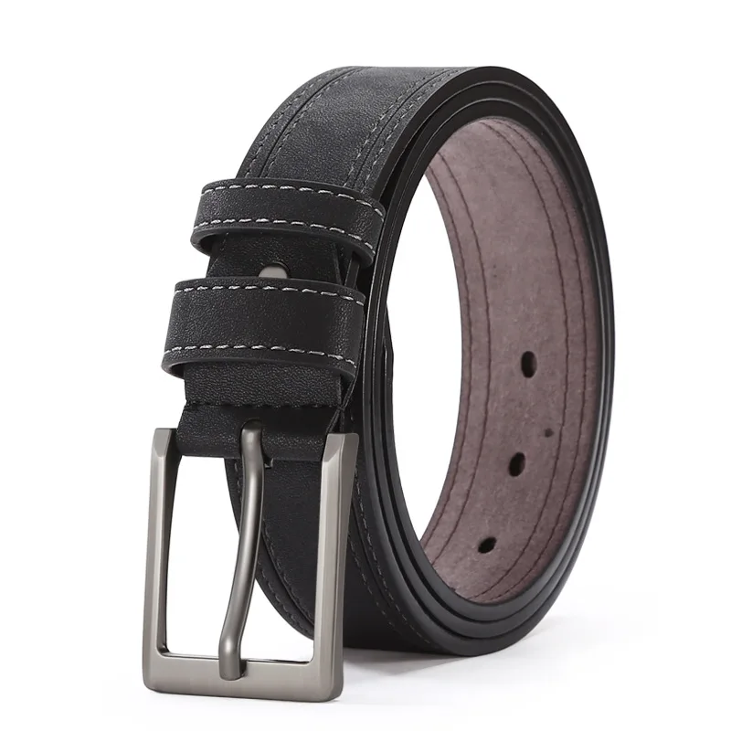 New Men's Alloy Needle Buckle Belt Business Fashion Jeans Perforated Cowhide Pant Belt Leather Belt Men