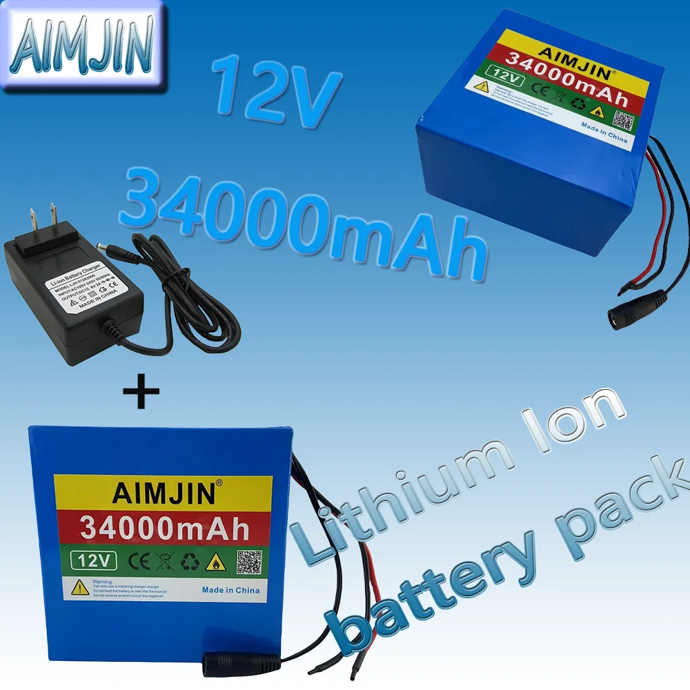 

Portable 3S12P 12V 34Ah 34000mAh Rechargeable Li-Ion Battery, For LED Lamp Light Backup Powe Etc