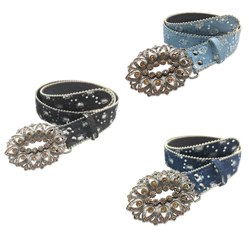 

Adult Adjustable Belt Rhinestones Waist Belt for Jeans All Matching Waistband