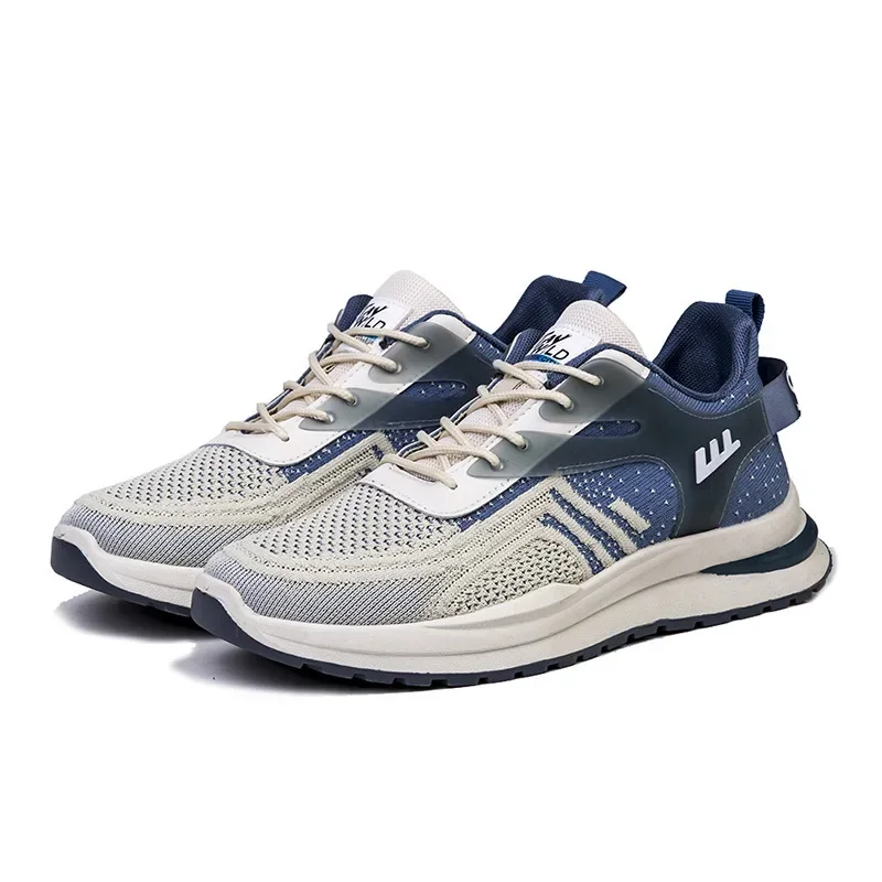 

Fashion Casual Shallow Mouth Thick Bottoming Lace-up Sneakers Men 2025 Spring Autumn New Men's Breathable Running Shoes