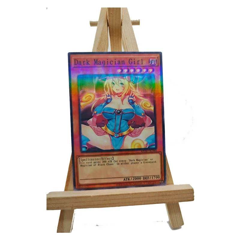 Yu-Gi-Oh DIY Black Magician Girl Anime Boy Collectible Card Board Game Battle Toy Refractive Rainbow Glitter collectible cards