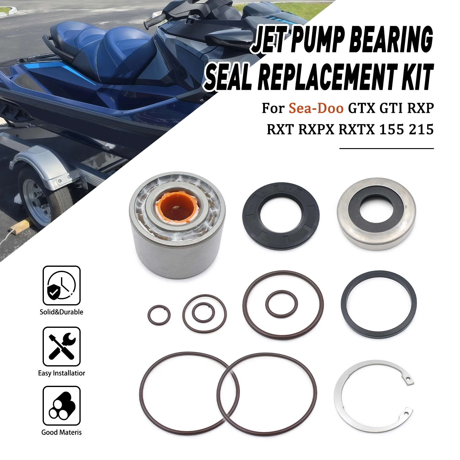 Complete Jet Pump Bearing Seals Rebuild Set Accessories For Sea-Doo GTI 900 130 155 GTS GTX RXP RXT RXPX RXTX RXP-X 225 260