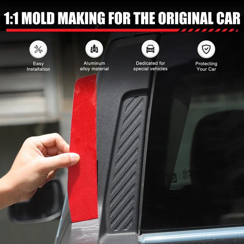 Aluminum Alloy Red Car Tailgate Window Both Sides Panel Trim Cover For Ford Maverick 2022-2025 Car Accessories