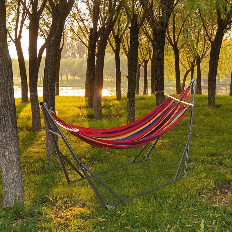 Super Thick Folding Enlarged Portable Hammock with Bracket Camping Swing for Courtyard Balcony Bedroom Indoor Outdoor Use