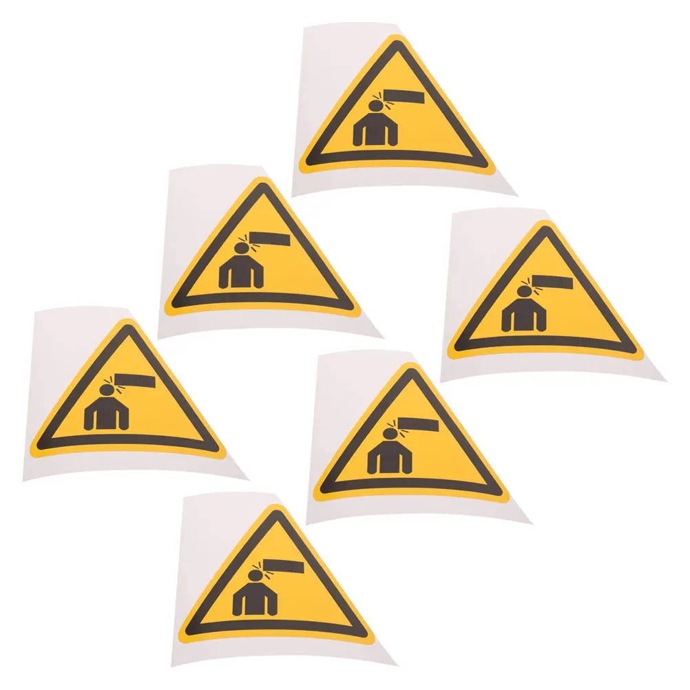 

6pcs Safety Signs Warning Decals Watch Your Head Caution Stickers Low Clearance Triangle Labels Traffic Markers Overhead Alert