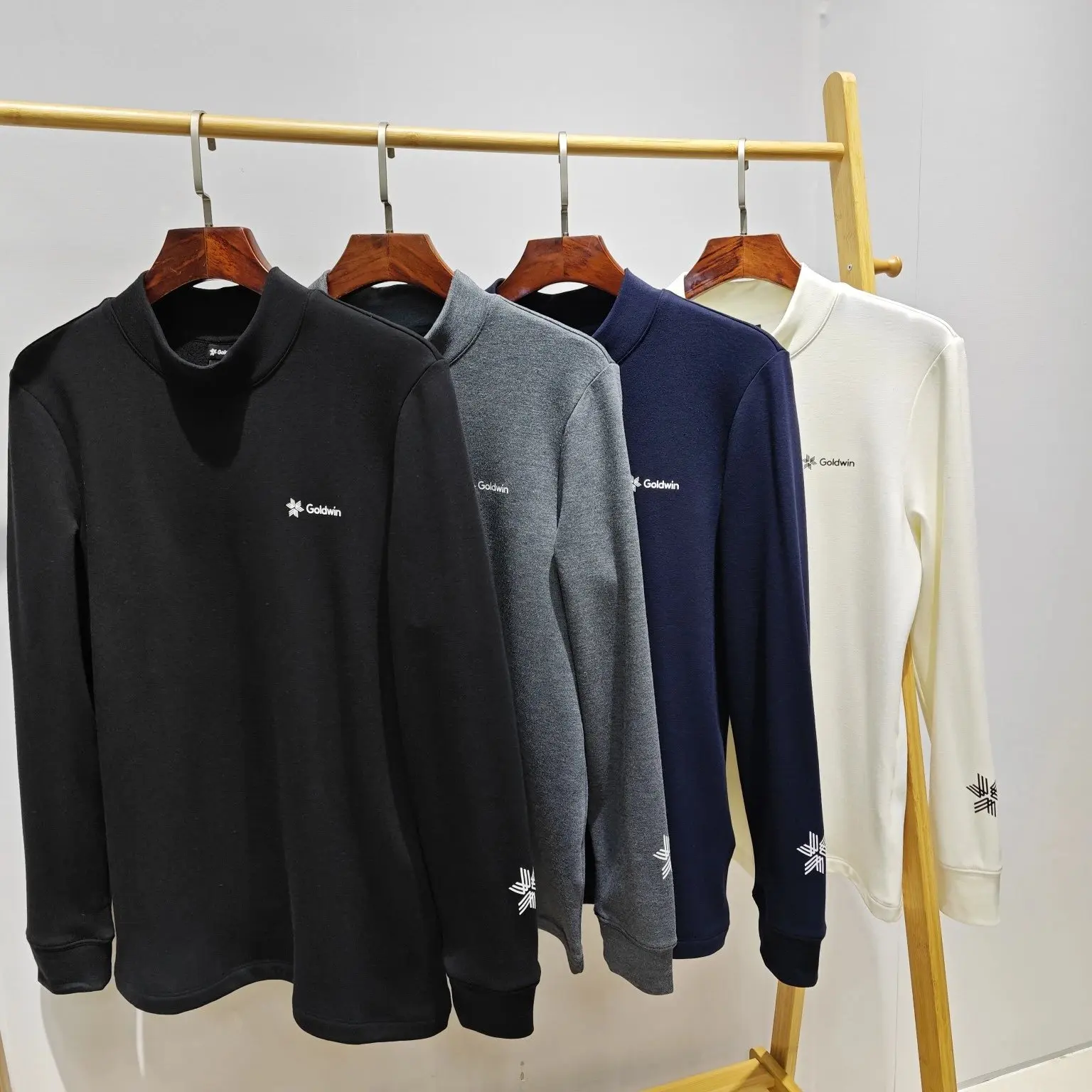 Goldwin Outdoor Fleece Thickened Long Sleeve T-Shirt Men's Printed Warm Top